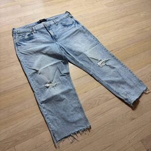 Gap 90s Loose Fit Jeans Light Wash Distressed Raw Hem Mens  40x26 90s Loose